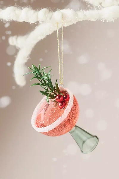 Anthropologie Cranberry Cocktail Glass Ornament In Red