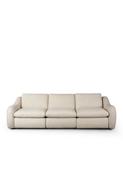 Anthropologie Crawford Leather Modular Power Recliner 3-piece Sofa In Neutral