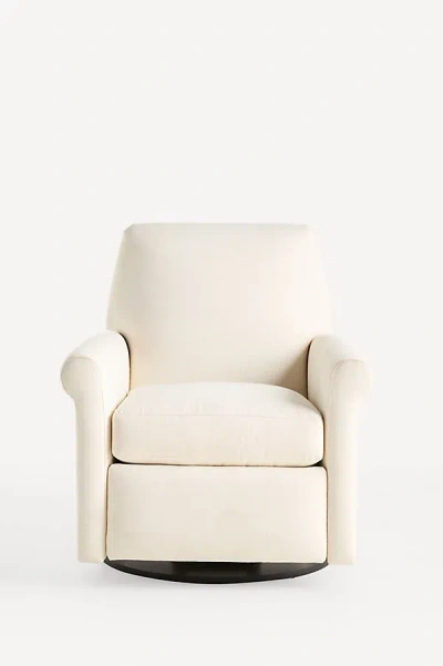 Anthropologie Crawford Linen Reclining Swivel Chair In Neutral