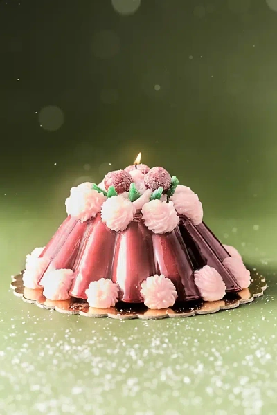 Anthropologie Cream Pudding Dessert Shaped Wax Candle In Pink