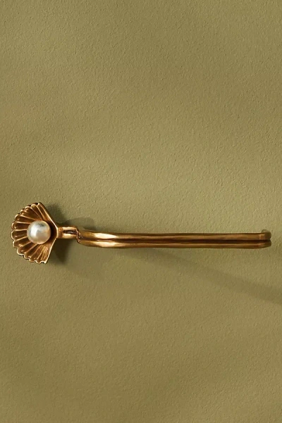 Anthropologie Cristal Pearl Brass Toilet Roll Holder In Brown