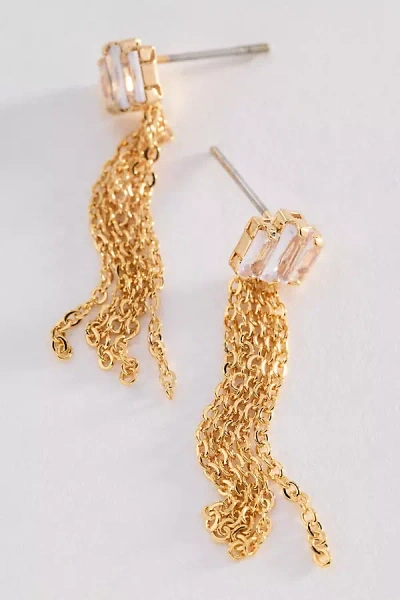 Anthropologie Crystal & Fringe Post Earrings In White