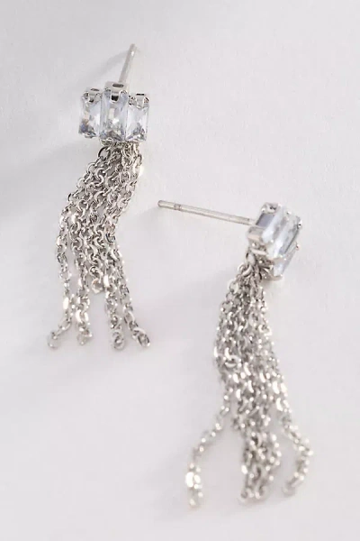 Anthropologie Crystal & Fringe Post Earrings In Pattern