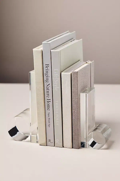Anthropologie Crystal Glass Bookends, Set Of 2