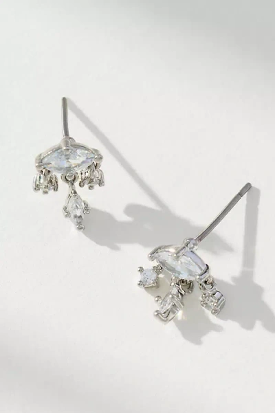 Anthropologie Crystal Marquis Earrings In Silver