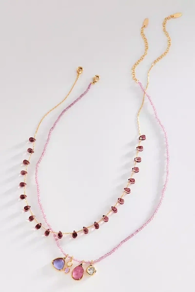 Anthropologie Crystal Necklaces, Set Of 2 In Yellow