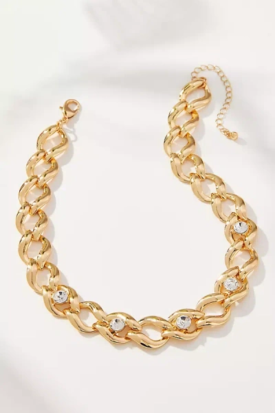 Anthropologie Crystalline Link Necklace In Gold