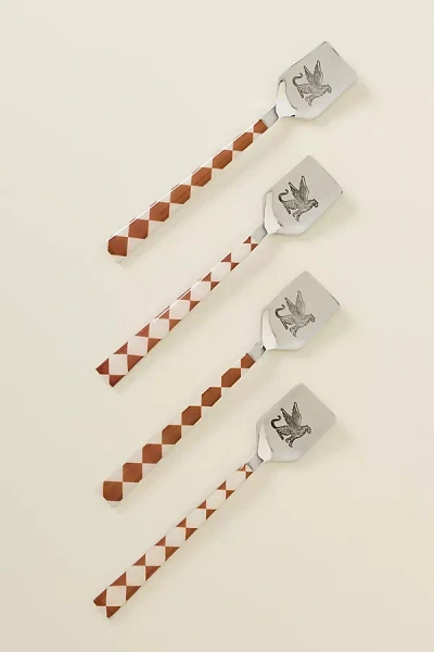 Anthropologie Cuadro Stainless Steel Spoons, Set Of 4 In Brown