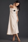 Anthropologie Curaae By Elliatt Leia Rosette Satin Midi Dress In White