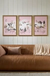Anthropologie Curious Cranes Triptych Wall Art In Pink