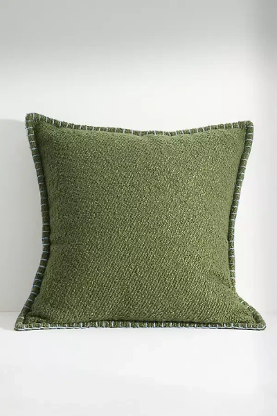 Anthropologie Curtis Bouclé Blanket-stitch Pillow In Green