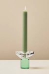 Anthropologie Cut Glass Candle Holder In Green