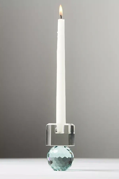 Anthropologie Cut Glass Candle Holder In Blue
