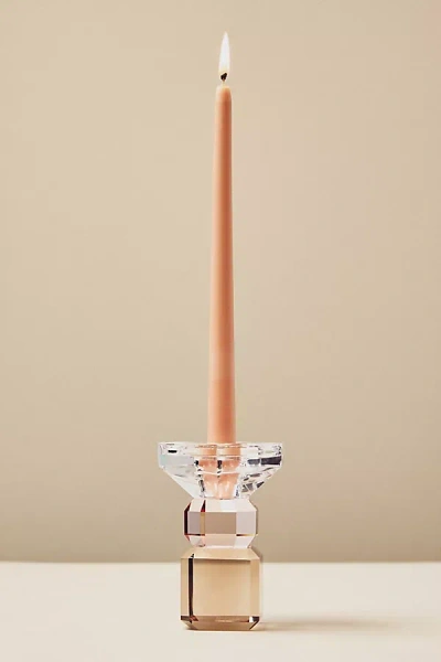 Anthropologie Cut Glass Candle Holder In Orange
