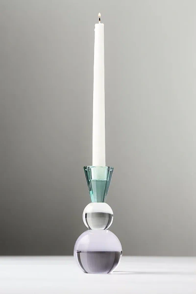 Anthropologie Cut Glass Candle Holder In Purple