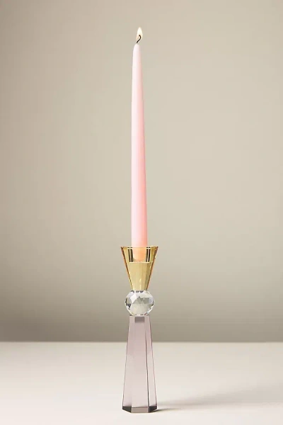 Anthropologie Cut Glass Candle Holder In Purple