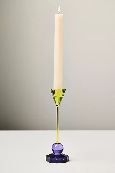 Anthropologie Cut Glass Candleholder In Multi