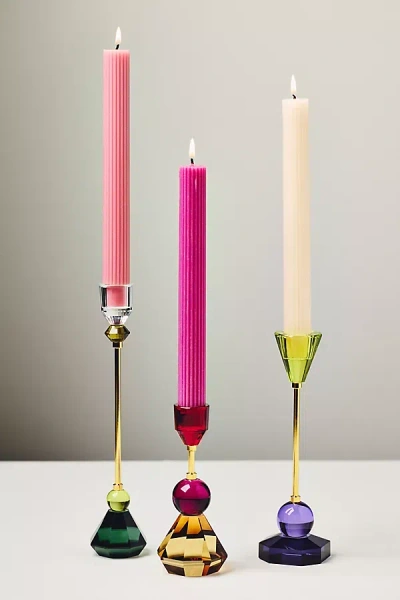 Anthropologie Cut Glass Candleholder In Multi