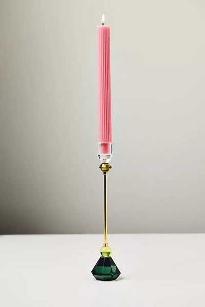 Anthropologie Cut Glass Candleholder In Multi