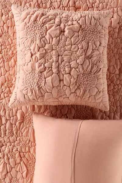Anthropologie Dahlia Cotton Jersey Floral Cushion In Pink