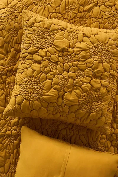 Anthropologie Dahlia Cotton Jersey Floral Euro Sham In Yellow