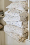 Anthropologie Dahlia Cotton Voile Floral Printed Textured Shams, Set Of 2 In White