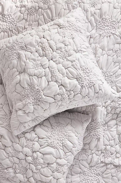 Anthropologie Dahlia Floral Jersey Euro Sham In White