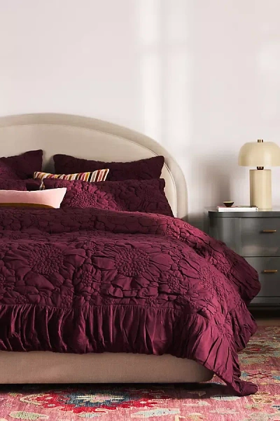 Anthropologie Dahlia Floral Jersey Quiltu200b In Purple