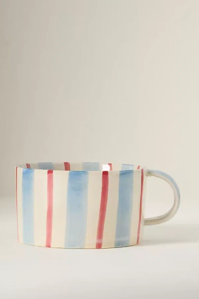 Anthropologie Daily Stripe Soup Mug In Blue