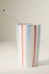 Anthropologie Daily Stripe Stoneware Demi Lid Sipper In Blue