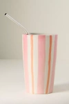 Anthropologie Daily Stripe Stoneware Demi Lid Sipper In Pink