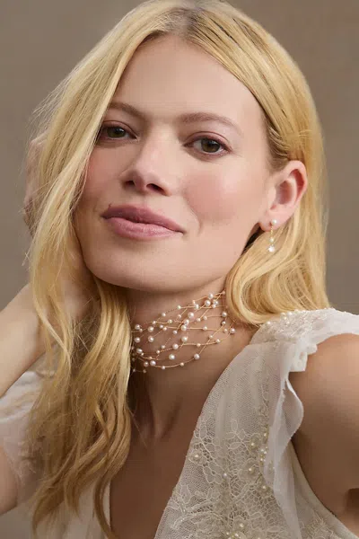 Anthropologie Dainty Pearl Choker In Gold