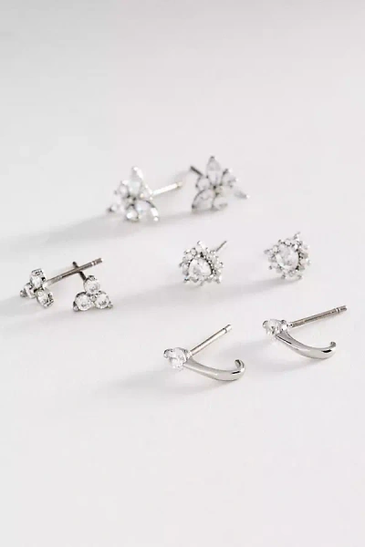 Anthropologie Dainty Post Earrings, Set Of 4 In Metallic