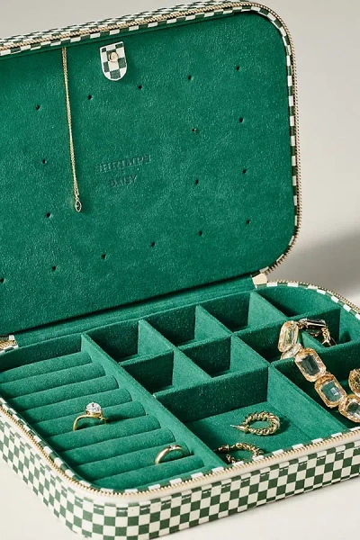 Anthropologie Daisy London Patterned Travel Jewelry Case In Green