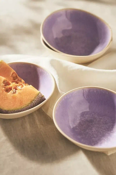 Anthropologie Dakota Bamboo Melamine Bowls, Set Of 4 In Purple
