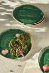 Anthropologie Dakota Bamboo Melamine Side Plates, Set Of 4 In Green