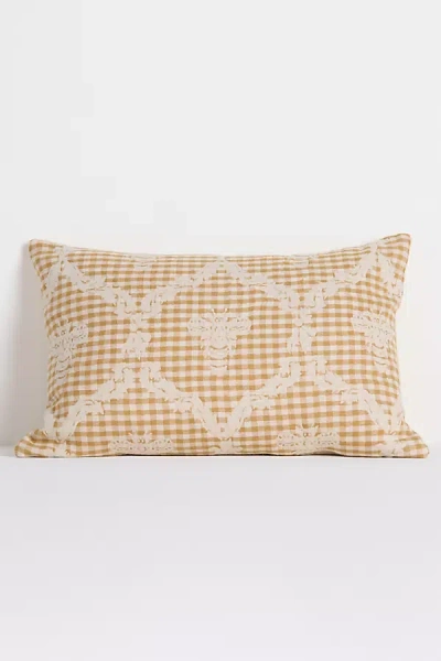 Anthropologie Damask Cotton Woven Icon Pillow In Orange