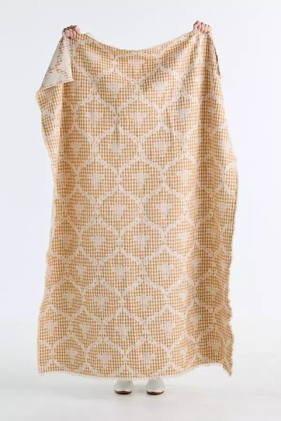 Anthropologie Damask Cotton Woven Throw In Neutral