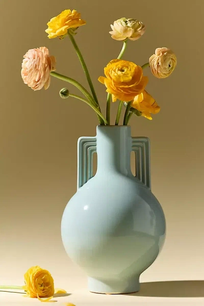 Anthropologie Daphne Ceramic Vase In Blue