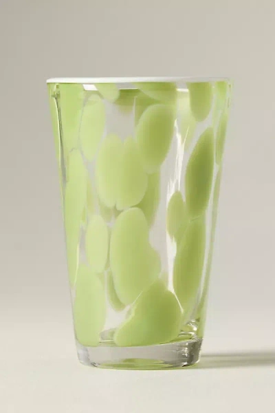 Anthropologie Dapple Dot Hand-blown Highball Glass In Green