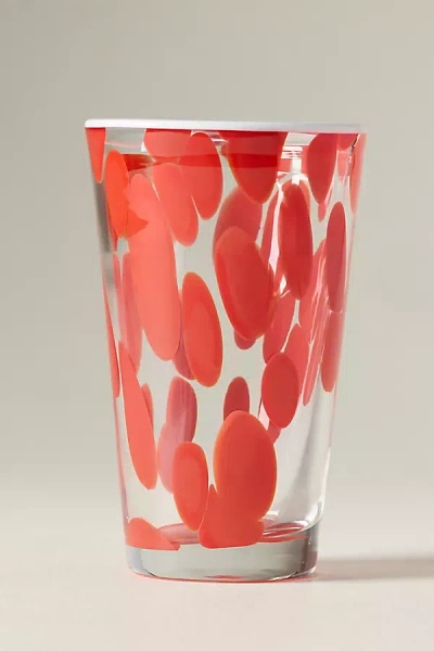 Anthropologie Dapple Dot Hand-blown Highball Glass In Red