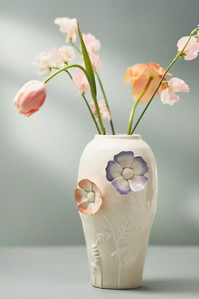 Anthropologie Daria Sculpted Floral Vase In Multi