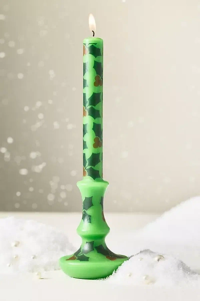 Anthropologie Decorative Shaped Wax Candle In Green