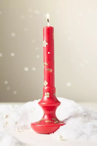 Anthropologie Decorative Shaped Wax Candle In Red