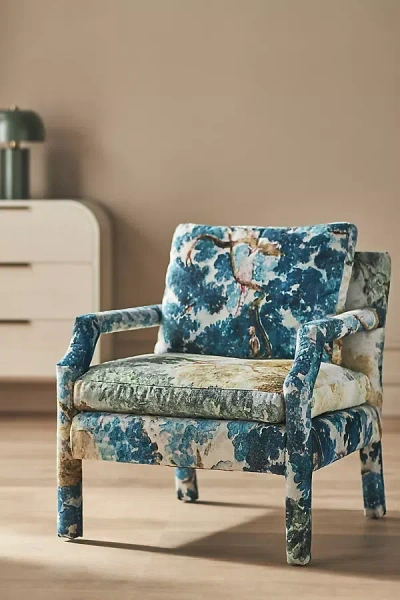 Anthropologie Delaney Velvet Accent Chair In Blue