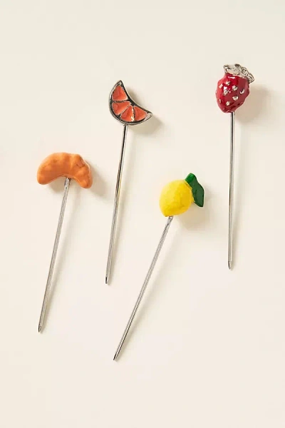 Anthropologie Delice Cocktail Picks, Set Of 4 In Multi