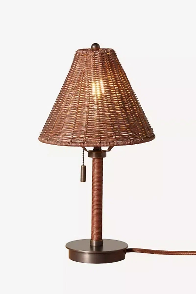 Anthropologie Delphine Wicker Mini Table Lamp In Brown