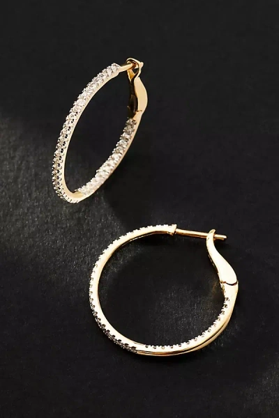 Anthropologie Diamond Hoop Earrings In Gold