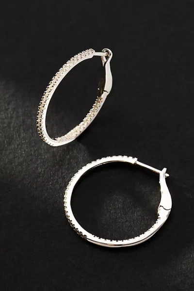 Anthropologie Diamond Hoop Earrings In Silver