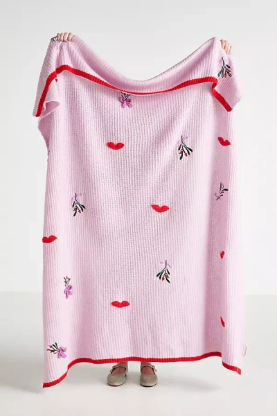 Anthropologie Diane Knitted Icon Throw Blanket In Pink